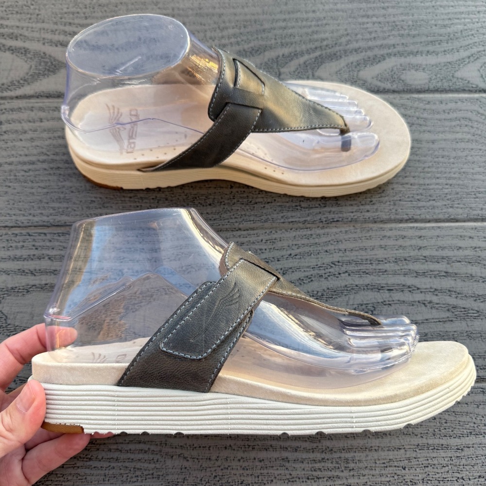 Dansko Cece Sandals Women 38 US 7.5-8 Black Leather Thong Comfort Support Slide